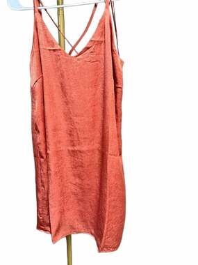 086 MiaoMiao Style MD1972 Rust Satin Spaghetti Strap Mini Dress